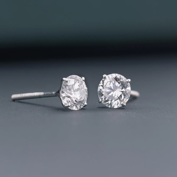 2.09 CT Round Brilliant CVD Lab-Grown Diamond Stud Earrings