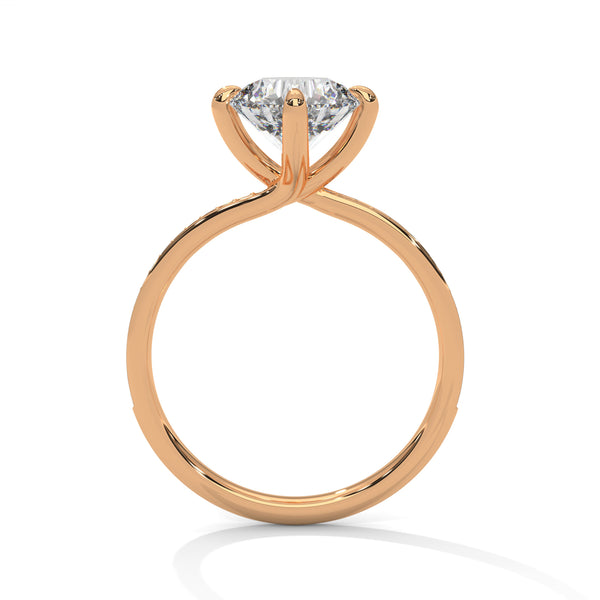 2.15 CT Round Cut Lab-Grown Diamond Twisted Shank Solitaire Ring with Pavé Accent