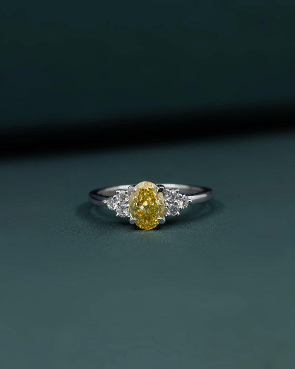 1.31 CTW Fancy Yellow Pear Cut Lab-Grown Diamond Three-Stone Ring