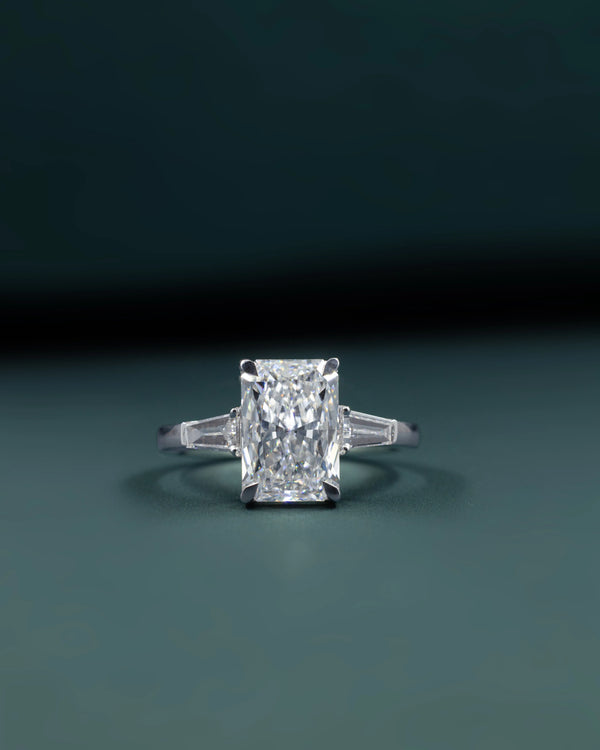 3.90 CTW Radiant Cut CVD Lab-Grown Diamond Three Stone Ring