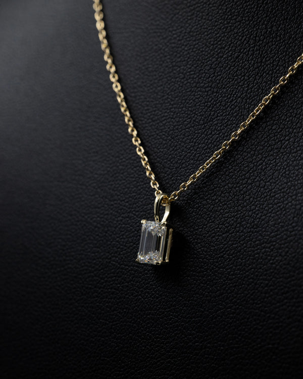 1.09 CT Emerald Cut Lab-Grown Diamond Solitaire Pendant Necklace