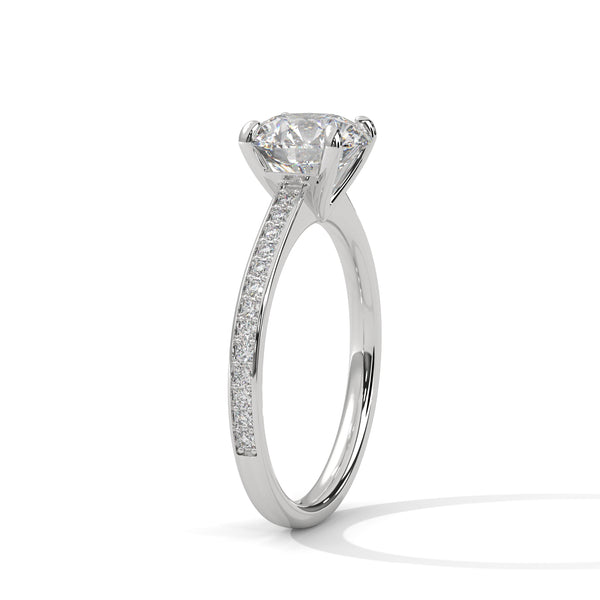2.21 CT Total Round Lab-Grown Diamond Solitaire Ring with Pave Band