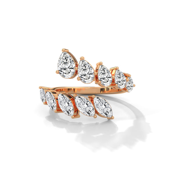 2.25 CT Pear & Marquise Cut Lab-Grown Diamond Open Wrap Ring