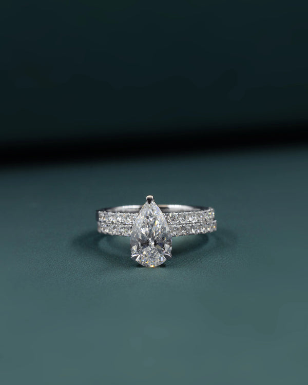 2.73 CT Pear Cut CVD Lab-Grown Diamond Bridal Ring