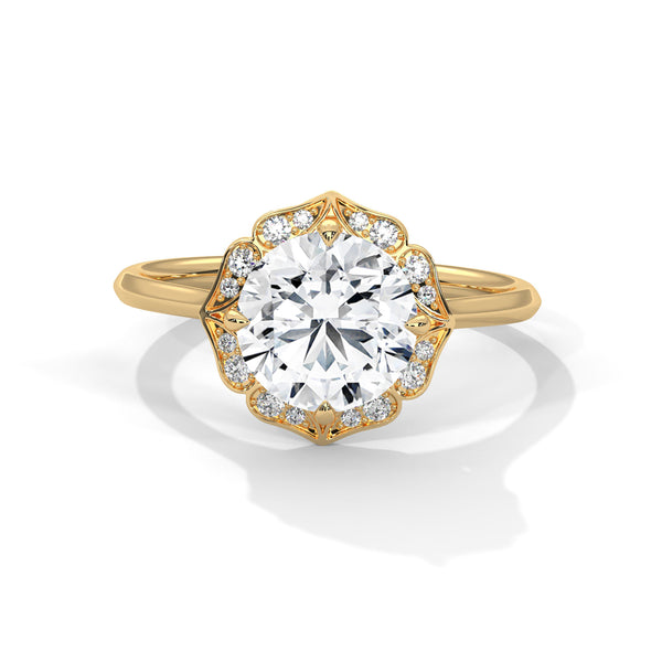2.12 CT Round Cut Lab-Grown Diamond Floral Halo Ring