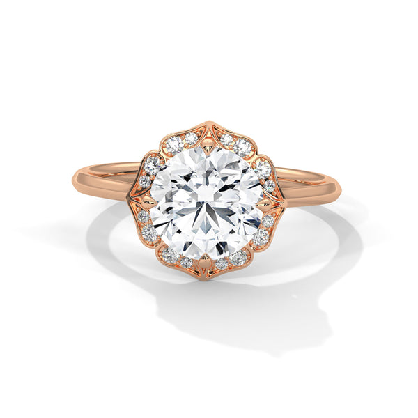 2.12 CT Round Cut Lab-Grown Diamond Floral Halo Ring