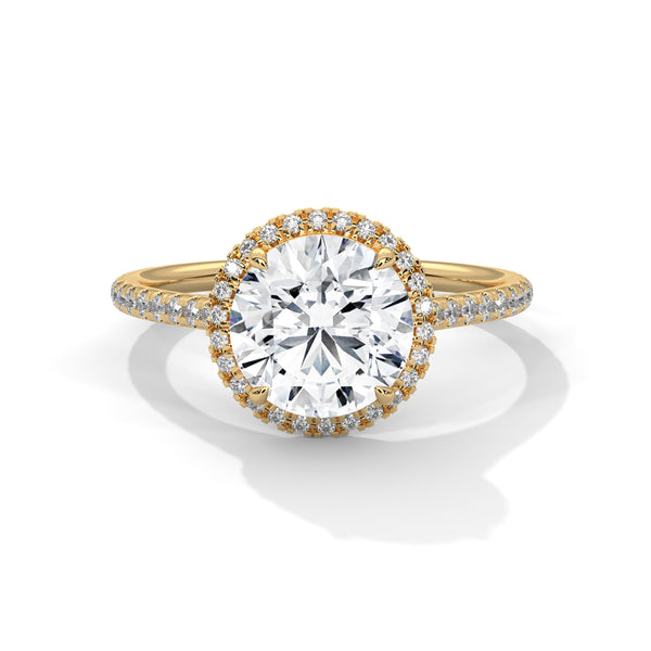 2.34 CT Total Round Lab-Grown Diamond Halo Engagement Ring with Pave Band