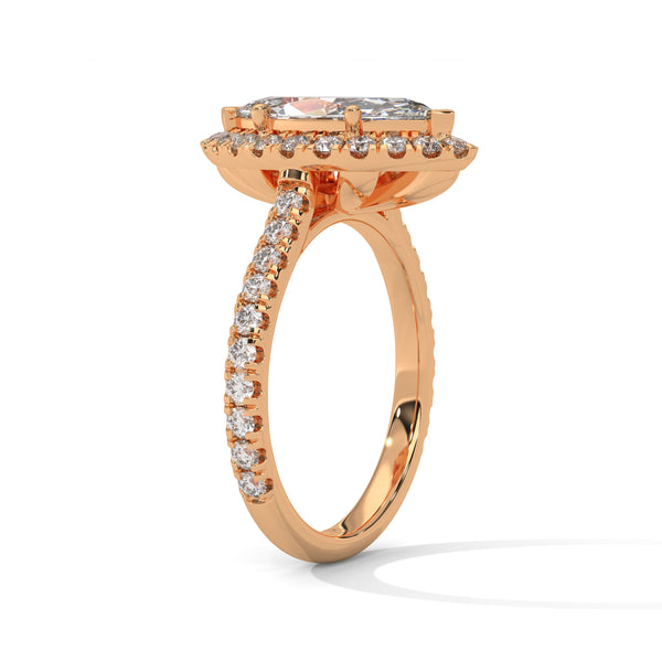 2.72 CT Pear & Round Lab-Grown Diamond Halo Engagement Ring