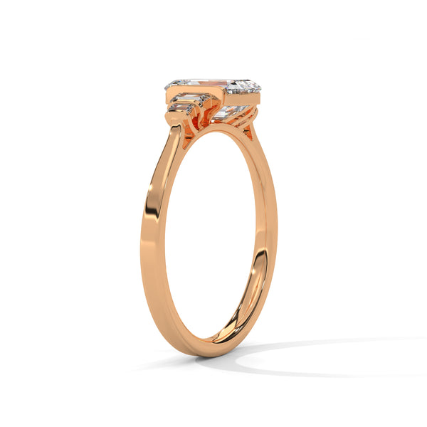1.36 Ct Total Emerald Cut CVD Lab-Grown Diamond Three-Stone Ring