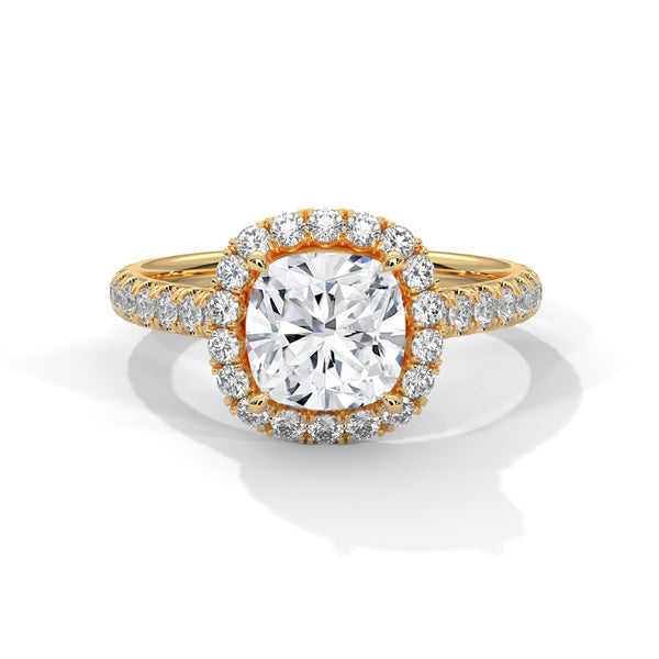 2.61 CT Cushion Cut Lab-Grown Diamond Halo Engagement Ring