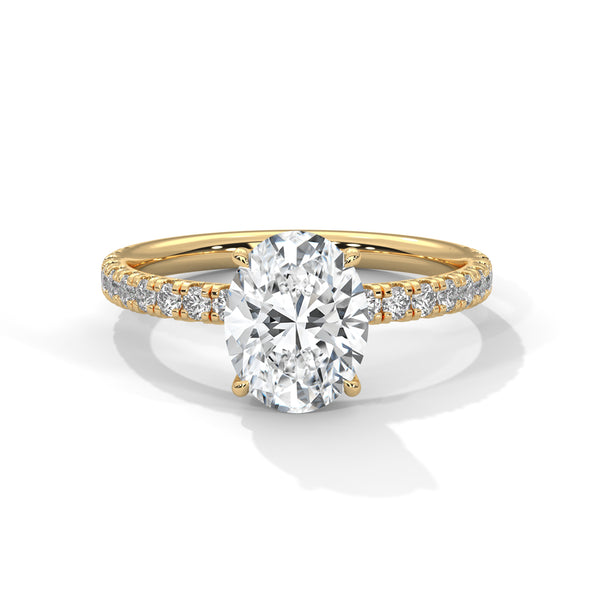 2.46 CT Oval Cut Lab-Grown Diamond Halo Engagement Ring with Pavé Band