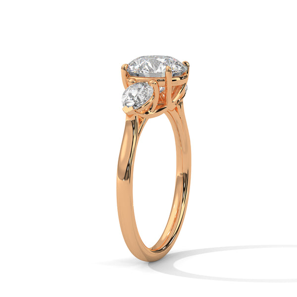 3.00 CT Total Round & Pear Lab-Grown Diamond Three Stone Ring