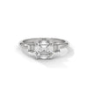 2.31 CT Asscher Cut Lab-Grown Diamond Three-Stone Ring with Emerald Side Stones