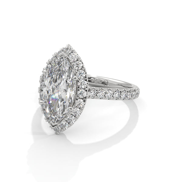 2.72 CT Pear & Round Lab-Grown Diamond Halo Engagement Ring