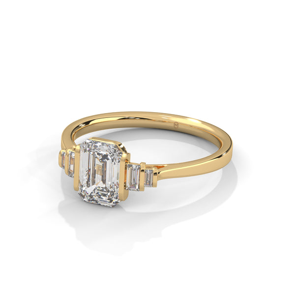 1.36 Ct Total Emerald Cut CVD Lab-Grown Diamond Three-Stone Ring
