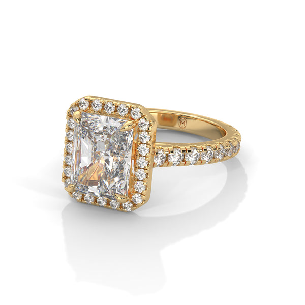 3.33 CT Radiant Cut Halo Lab-Grown Diamond Ring with Round Accent Diamonds