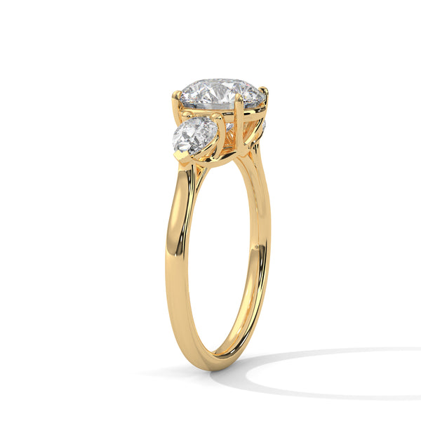 3.00 CT Total Round & Pear Lab-Grown Diamond Three Stone Ring