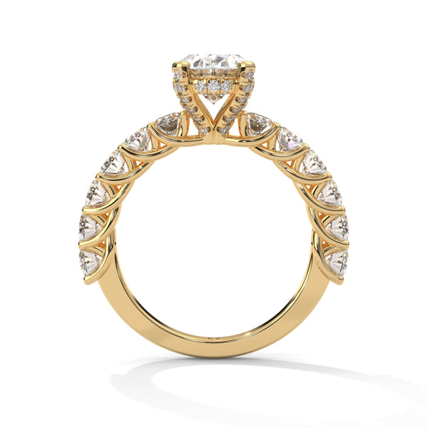 3.99 CT Oval Lab-Grown Diamond Half Eternity Solitaire Ring