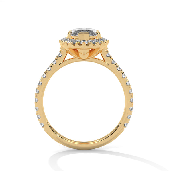 2.72 CT Marquise Cut Lab-Grown Diamond Halo Ring with Pavé Band