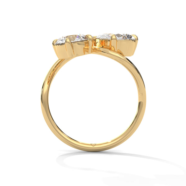 2.50 CT Round & Pear Lab-Grown Diamond Toi Et Moi Open Ring