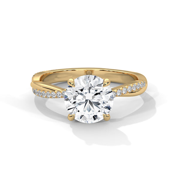 2.16 CT Total Round Cut Lab-Grown Diamond Twisted Pave Engagement Ring