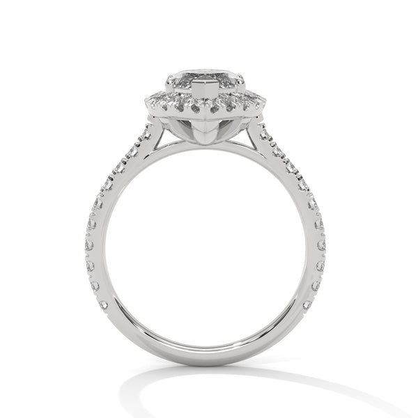 2.72 CT Marquise Cut Lab-Grown Diamond Halo Ring with Pavé Band