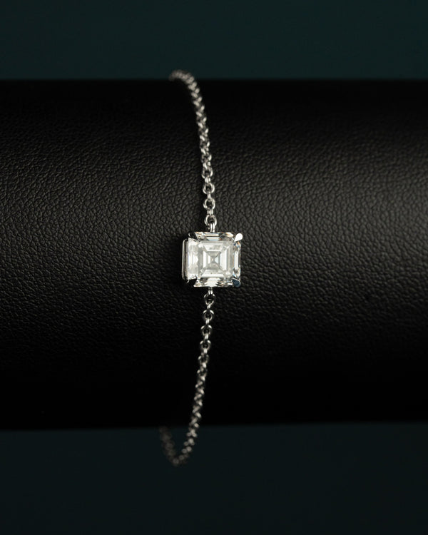 2.22 CTW Asscher Cut Diamond Solitaire Bracelet