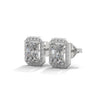 1.79 CT Emerald Cut Halo CVD Lab-Grown Diamond Stud Earrings