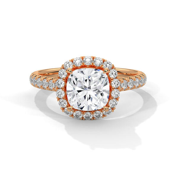 2.61 CT Cushion Cut Lab-Grown Diamond Halo Engagement Ring