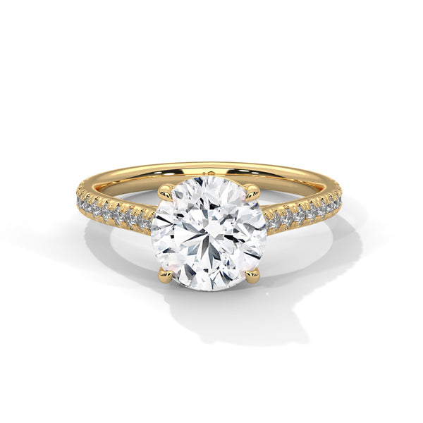 2.22 CT Round Cut Lab-Grown Diamond Pave Engagement Ring