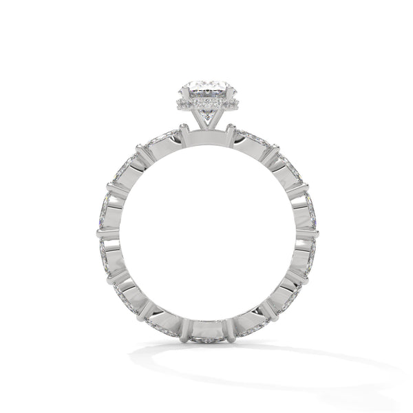 3.07 CT Oval & Round Lab-Grown Diamond Eternity Engagement Ring