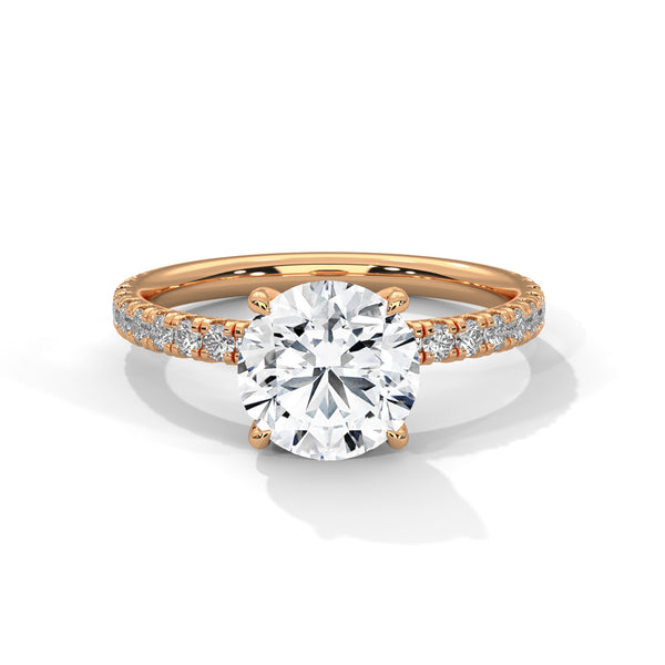 2.47 CT Round Cut Lab-Grown Diamond Pavé Engagement Ring