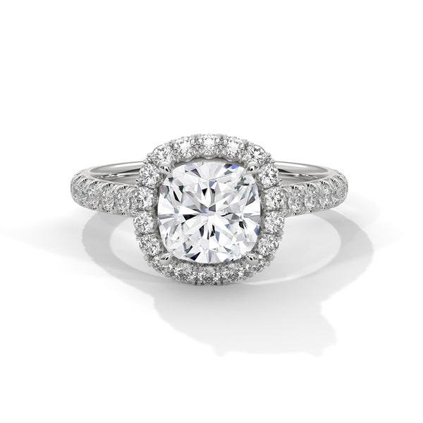 2.61 CT Cushion Cut Lab-Grown Diamond Halo Engagement Ring