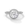 2.34 CT Total Round Lab-Grown Diamond Halo Engagement Ring with Pave Band