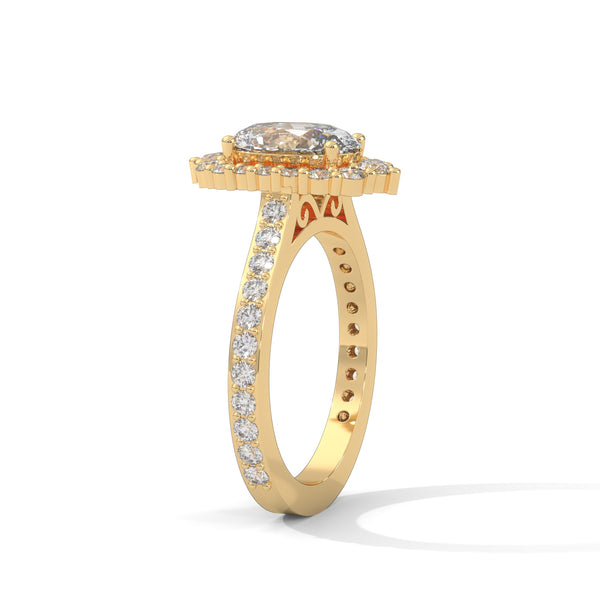2.04 CT Oval Cut Lab-Grown Diamond Halo Engagement Ring with Pavé Band
