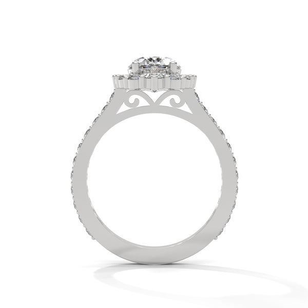 2.04 CT Oval Cut Lab-Grown Diamond Halo Engagement Ring with Pavé Band