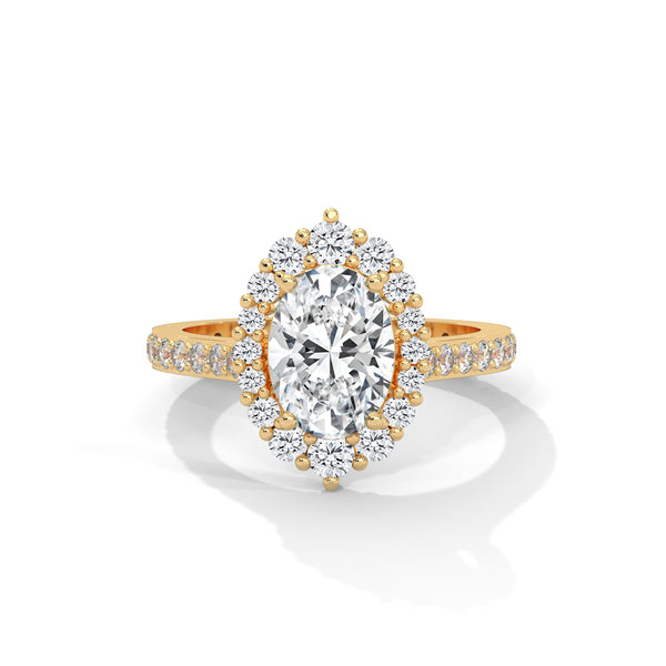 2.04 CT Oval Cut Lab-Grown Diamond Halo Engagement Ring with Pavé Band