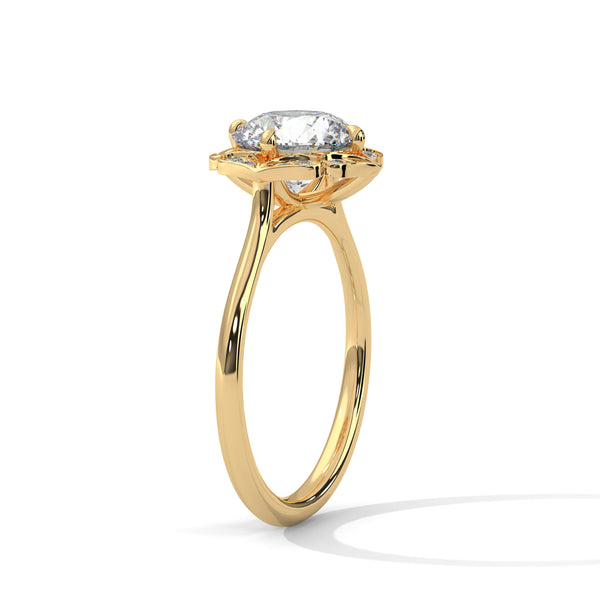 2.12 CT Round Cut Lab-Grown Diamond Floral Halo Ring