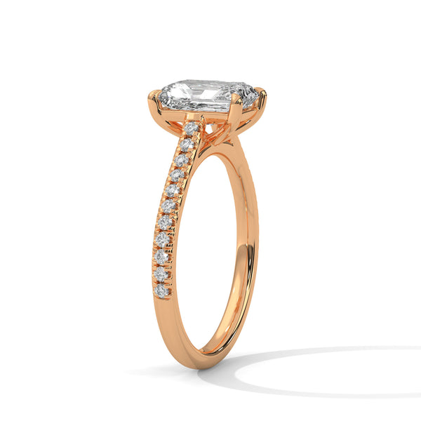1.97 CT Emerald Cut Lab-Grown Diamond Pave Engagement Ring