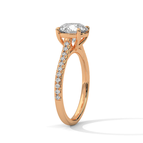 2.22 CT Round Cut Lab-Grown Diamond Pave Engagement Ring