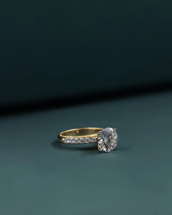 2.12 Carat Round Brilliant CVD Lab-Grown Diamond Pavé Solitaire Ring
