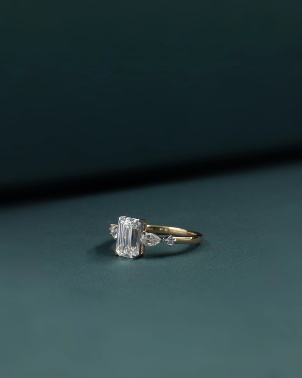 2.43 CT Emerald Cut Three Stone CVD Lab-Grown Diamond Engagement Ring