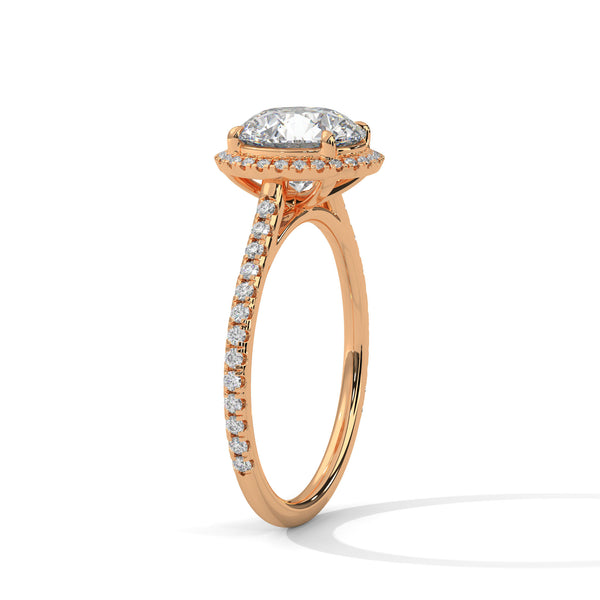 2.34 CT Total Round Lab-Grown Diamond Halo Engagement Ring with Pave Band