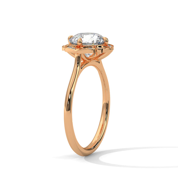 2.12 CT Round Cut Lab-Grown Diamond Floral Halo Ring