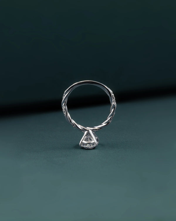 2.17 CT Oval Cut CVD Lab-Grown Diamond Twisted Pavé Solitaire Ring