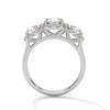 2.53 CT Round Cut Lab-Grown Diamond Three Stone Halo Ring with Pavé Accents