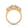 2.53 CT Round Cut Lab-Grown Diamond Three Stone Halo Ring with Pavé Accents