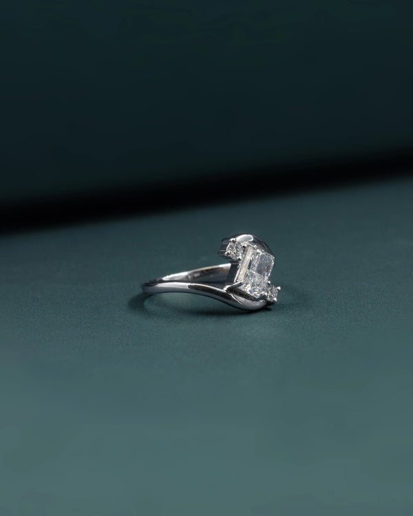 1.11 CTW Emerald Cut Lab-Grown Diamond Twist Engagement Ring