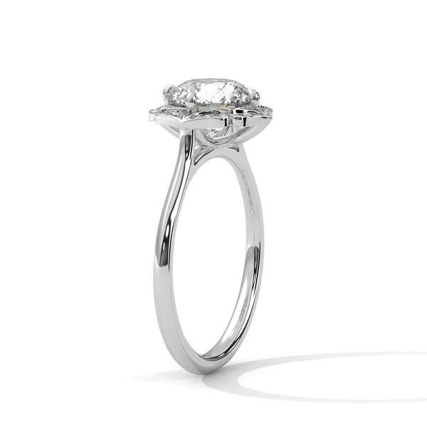 2.12 CT Round Cut Lab-Grown Diamond Floral Halo Ring