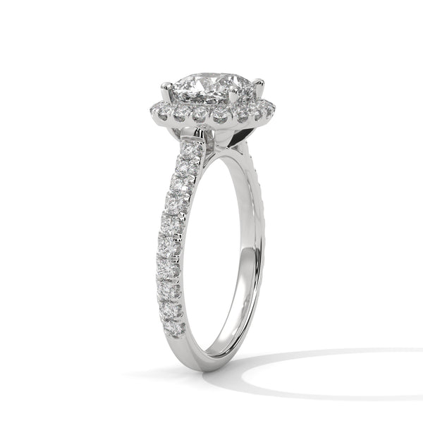 2.61 CT Cushion Cut Lab-Grown Diamond Halo Engagement Ring